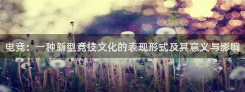 必赢电竞电竞网址：电竞：一种新型竞技文化